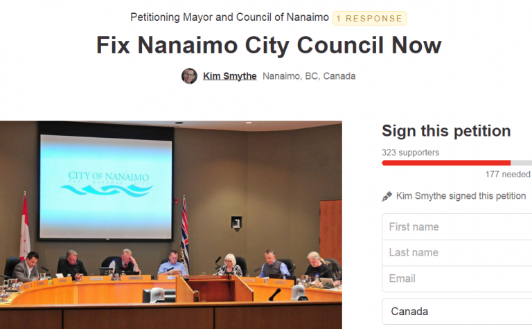 Petition aimed at fixing Nanaimo City Council has 300+ signatures