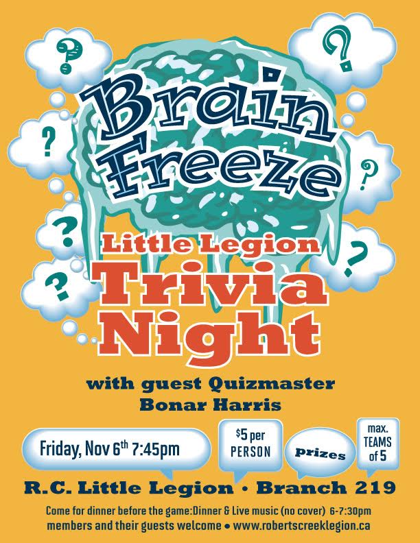 roberts creek brain freeze trivia night my coast now brain for trivia night flyer