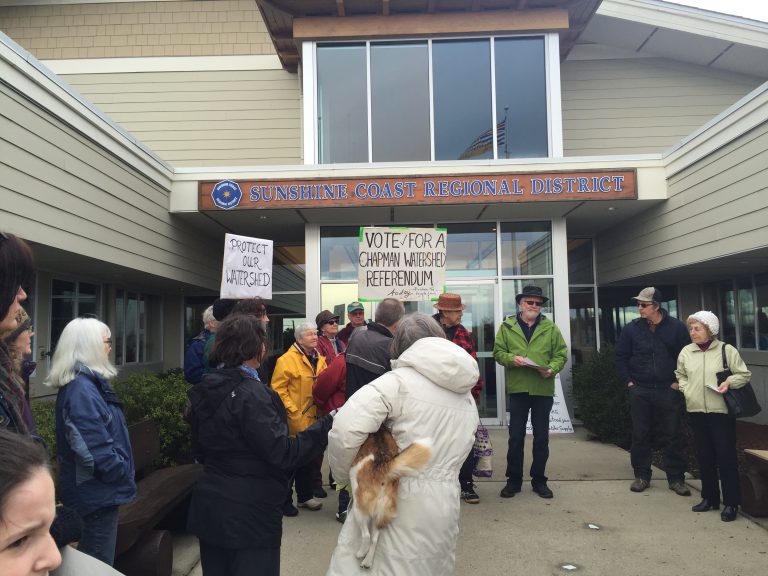 Forestry protest moves to SCRD offices