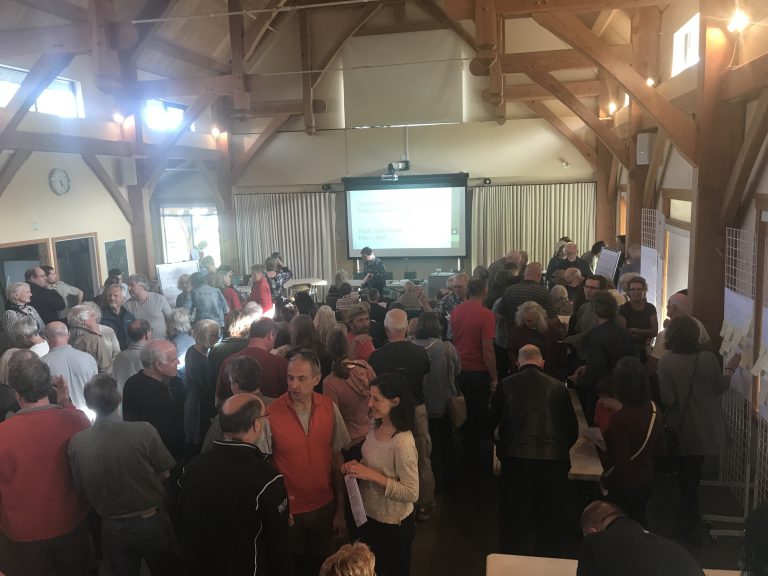 Packed house for Tetrahedron Park public hearing
