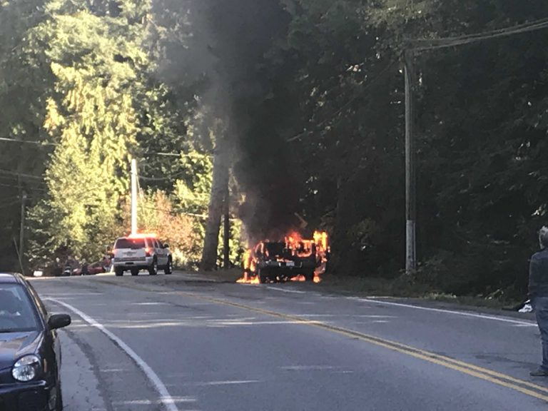 Truck catches on fire on Highway 101