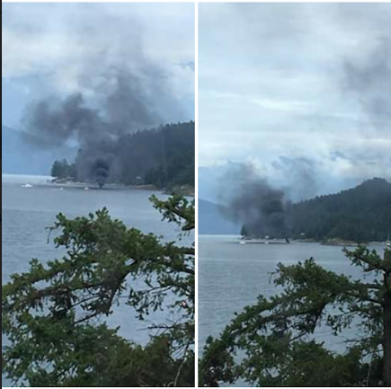 Boat Fire in Plumper Bay