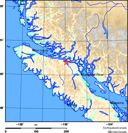 Minor earthquake felt in north Vancouver Island village