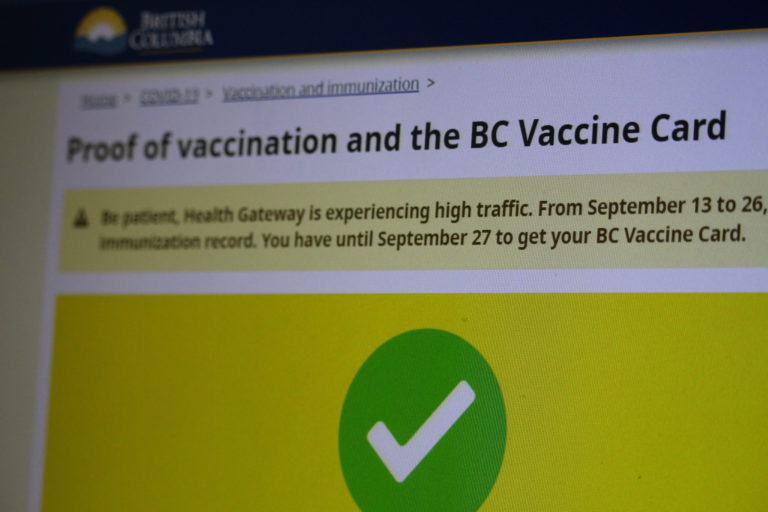 B.C.’s vaccine card website hit with high traffic, long waits