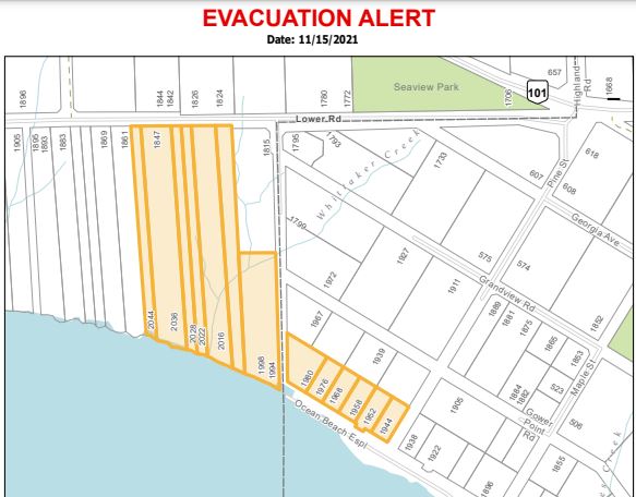 Evacuation alert issued for coastal homes in Gibsons