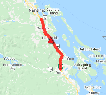 Travel Advisory in place for Highway 1 between Duncan and Nanaimo